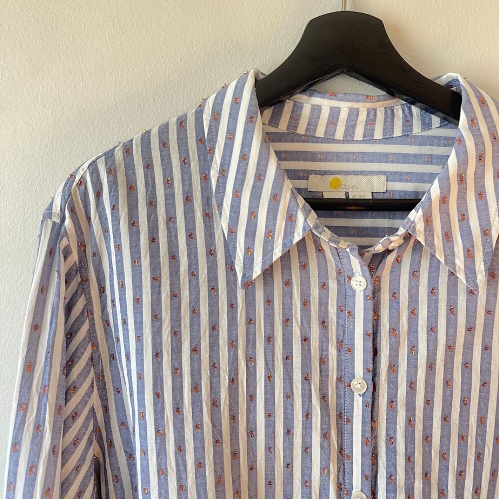 Boden Striped button-down blouse with copper metallic fleck - 16/18R - Picture 2 of 8